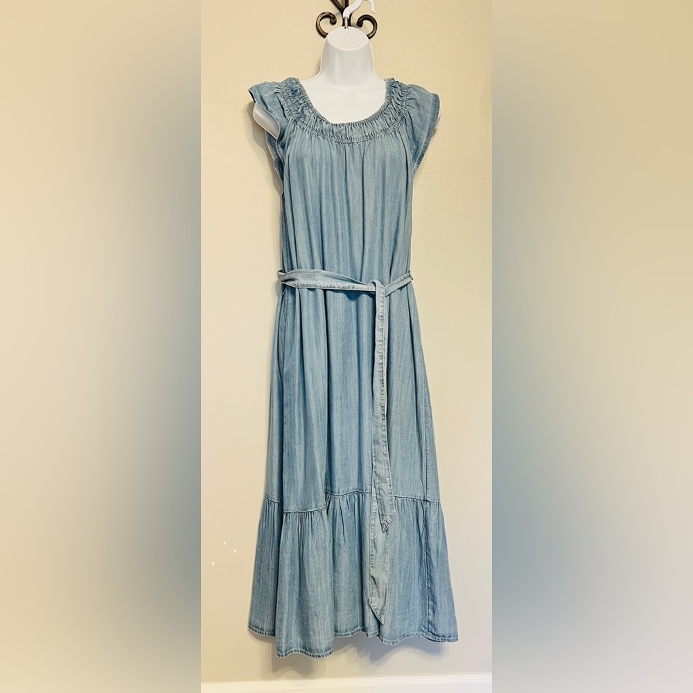 LOFT NWT Denim Light Blue Midi Dress, Size M